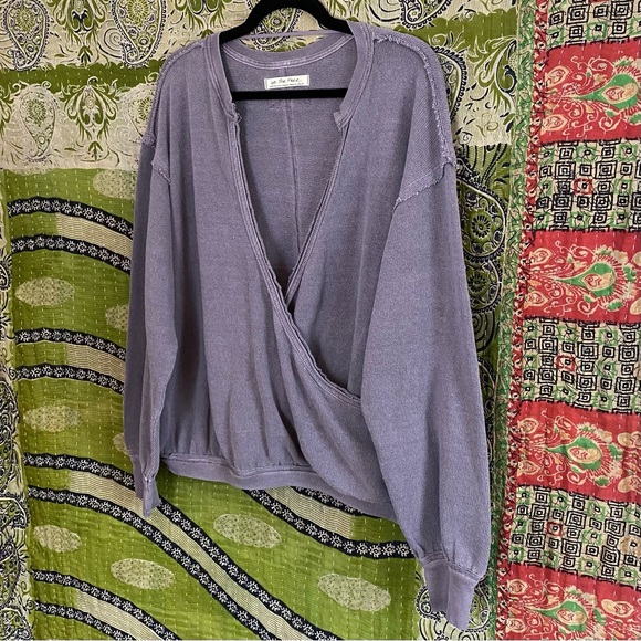 Free People x We The Free Fallen Fig Anyway Tee Faux Wrap Top Size Medium - Picture 6 of 14